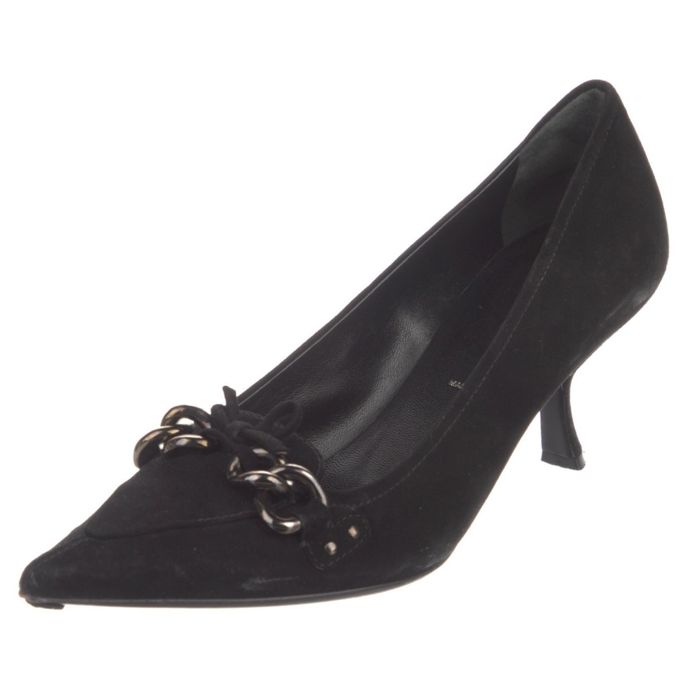 PRADA Suede Chain-Link Accents Pumps. Size 8.5. Price Firm.